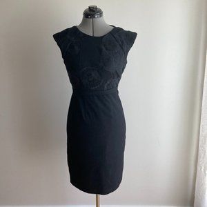 Elie Tahari Black Wool Blend Sheath Dress